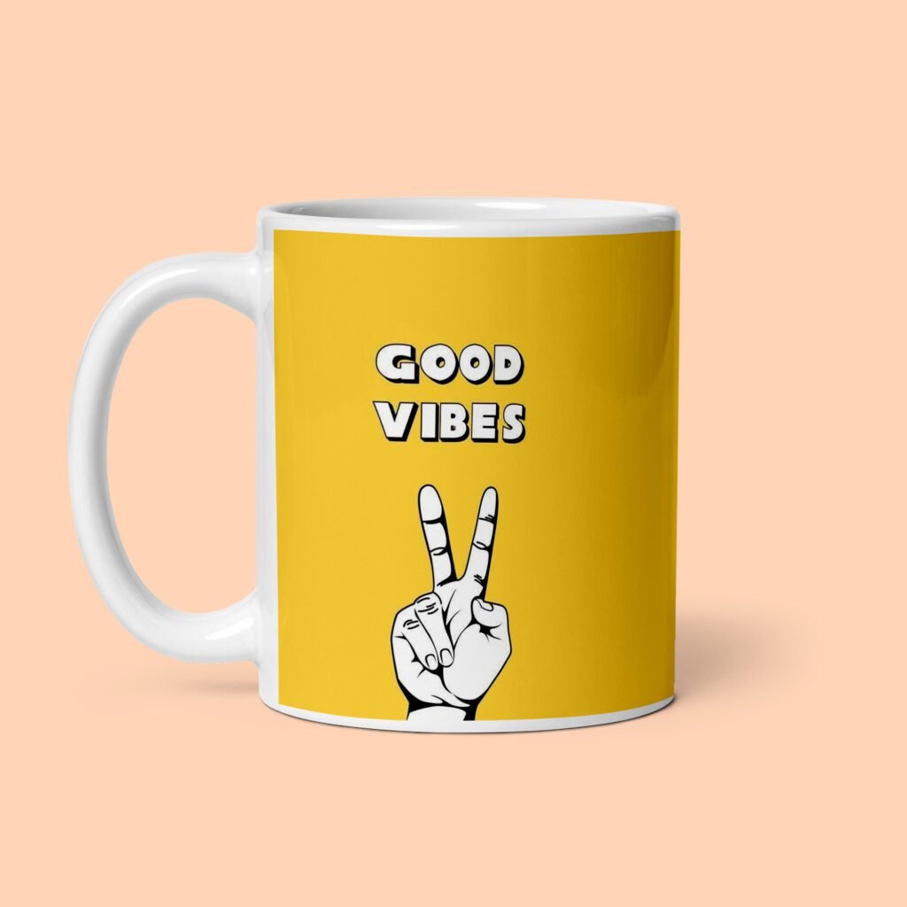 Good Vibes Printed White Coffee Mug