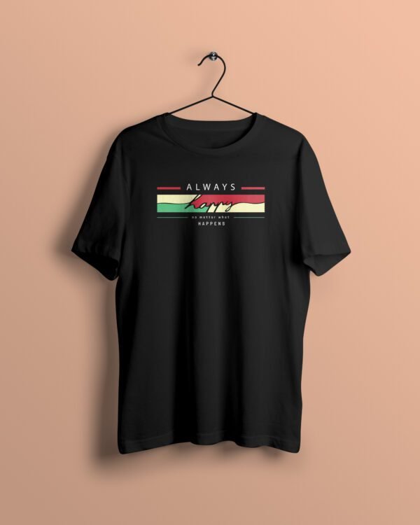 Always happy Black Tshirt printhati
