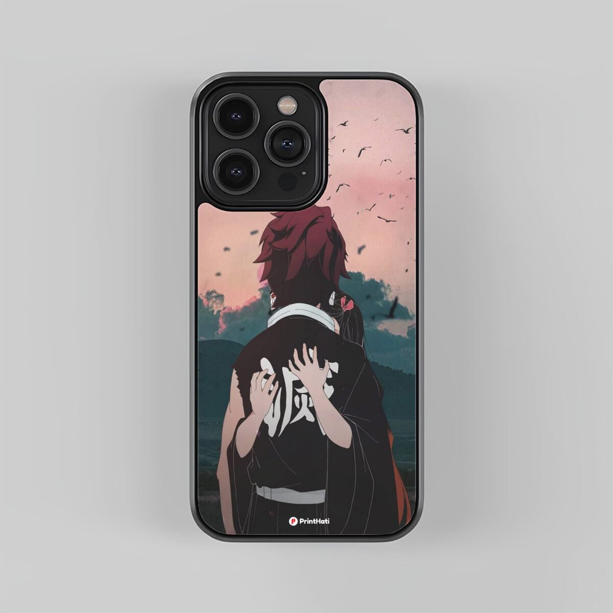 Demon Slayer Couple Glass Mobile Cover