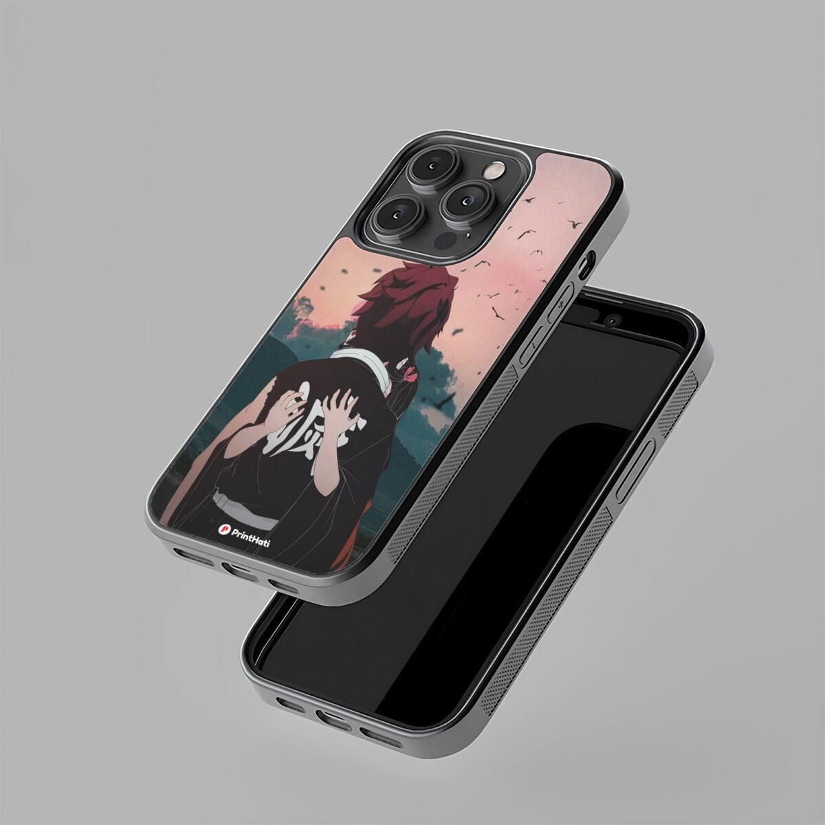 Demon Slayer Couple Glass Mobile Cover
