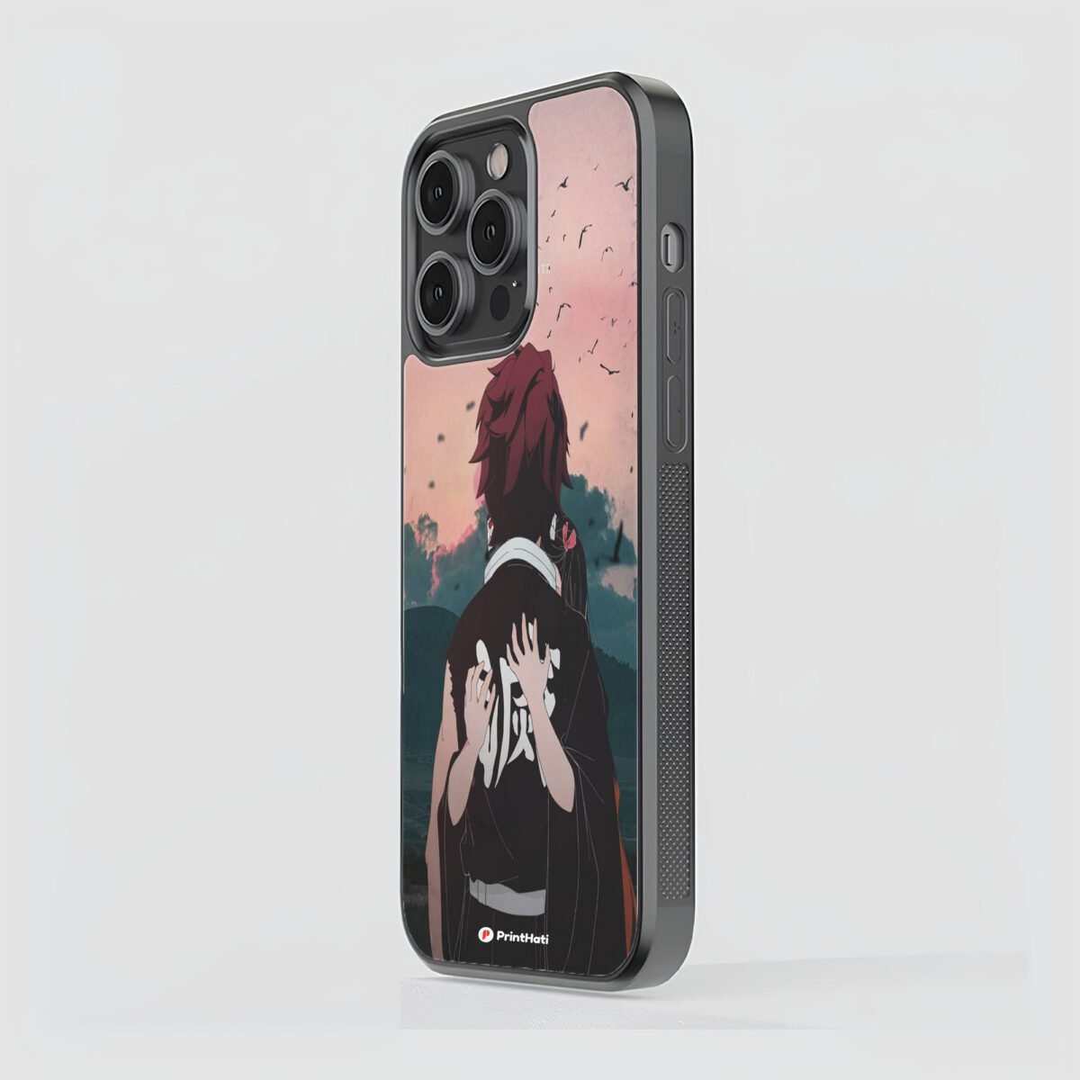 Demon Slayer Couple Glass Mobile Cover