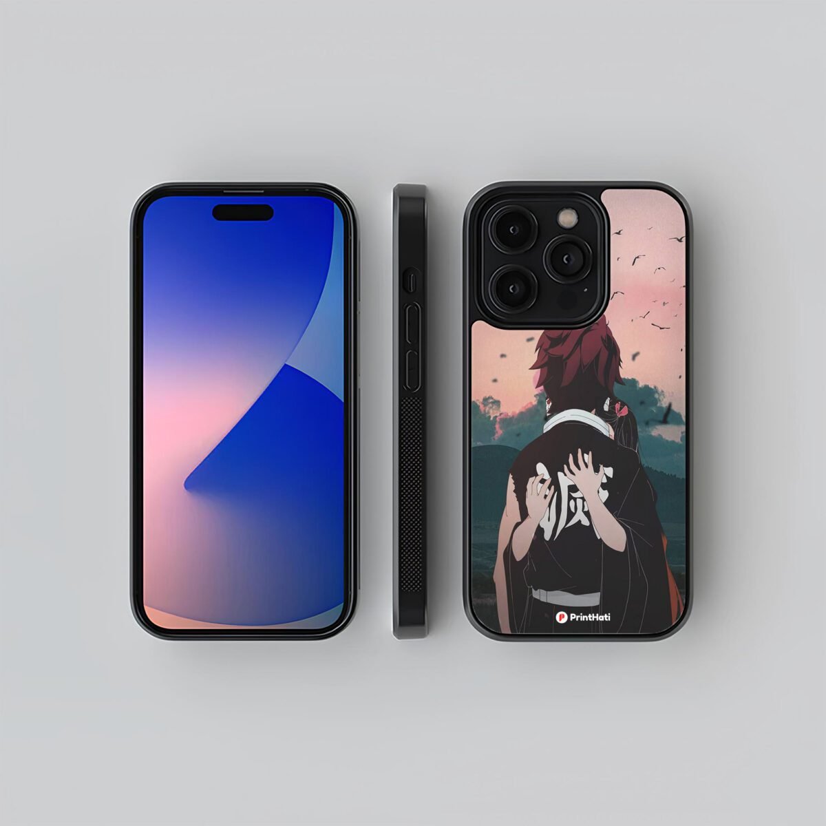 Demon Slayer Couple Glass Mobile Cover