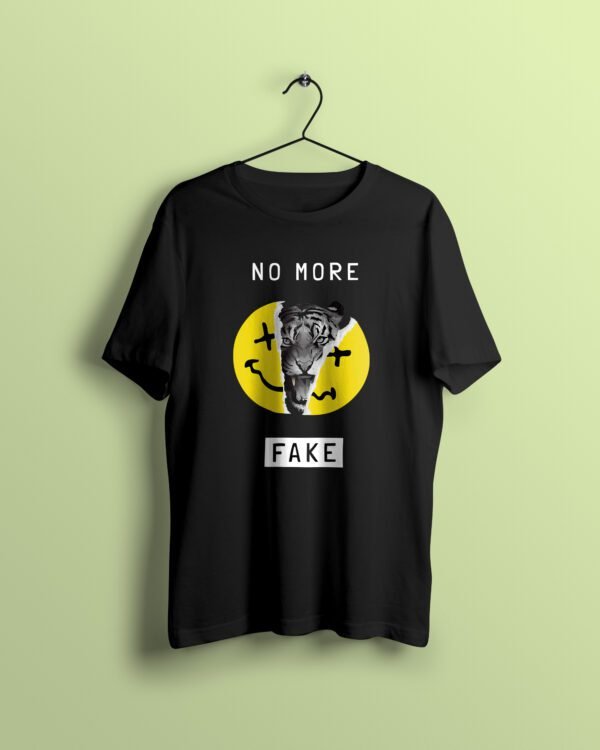 No More fake Black Tshirt printhati