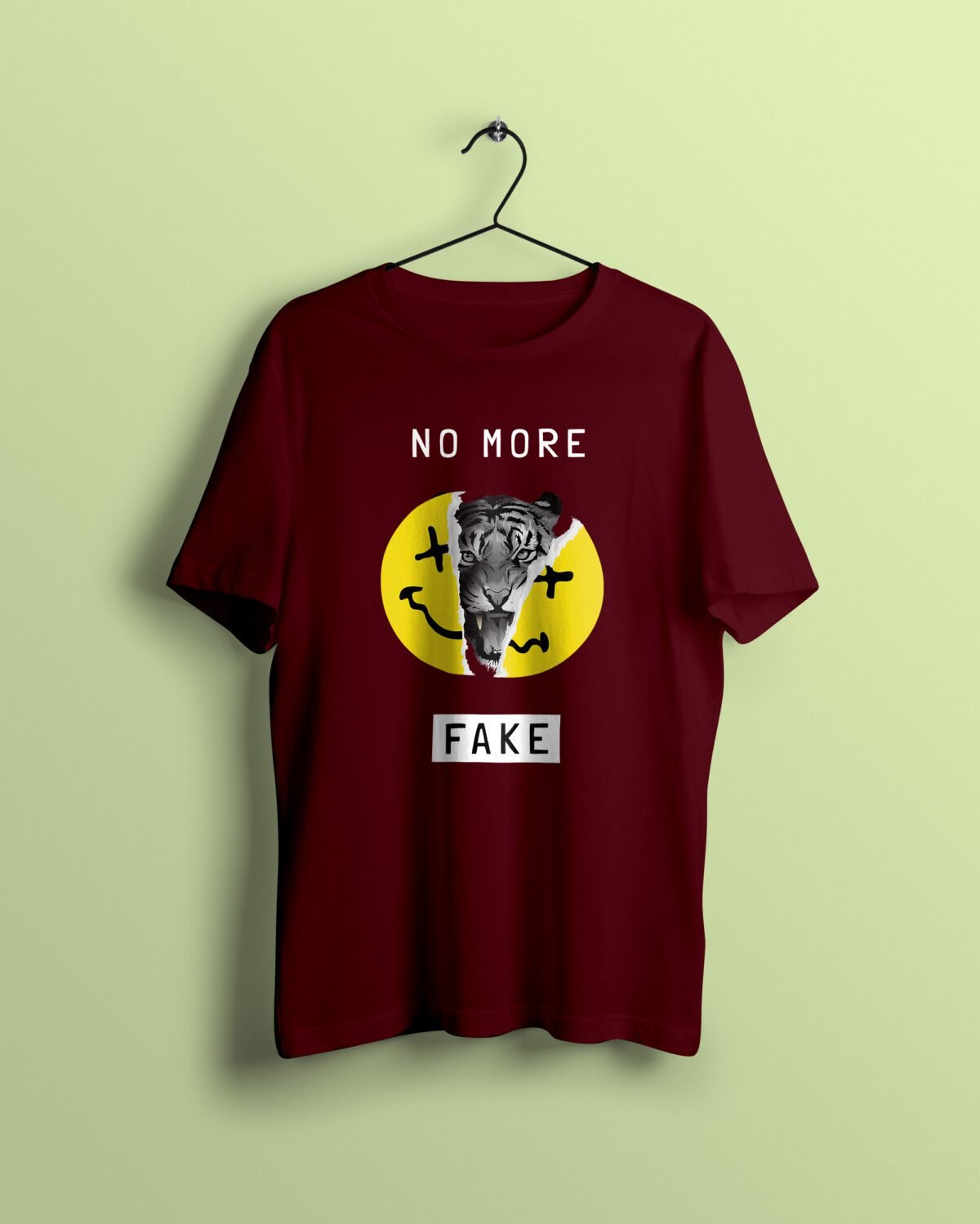 No More fake maroon Tshirt printhati