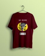No More fake maroon Tshirt printhati
