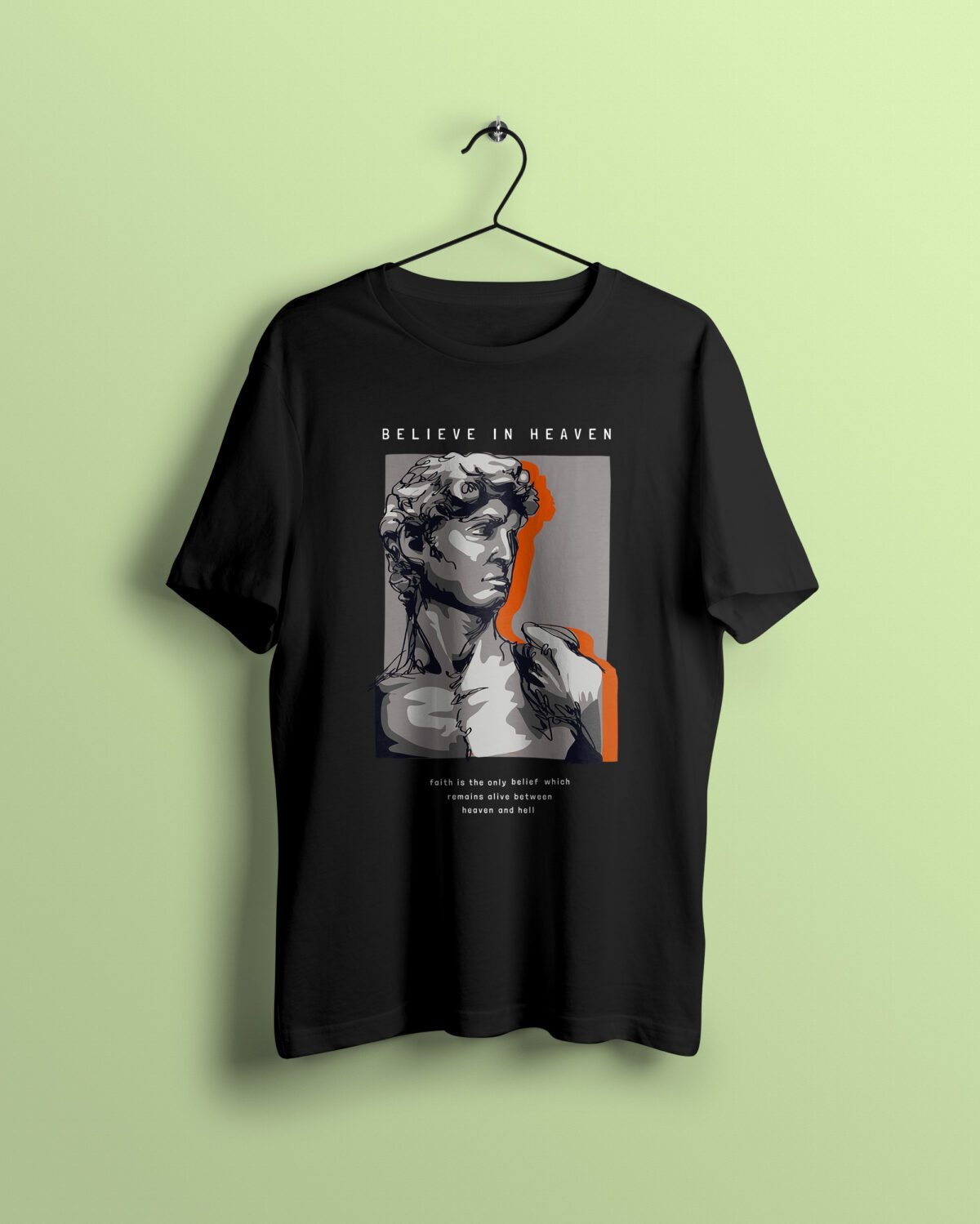 believe in heaven Black Tshirt printhati