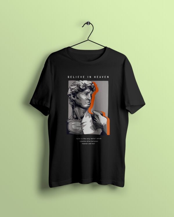 believe in heaven Black Tshirt printhati