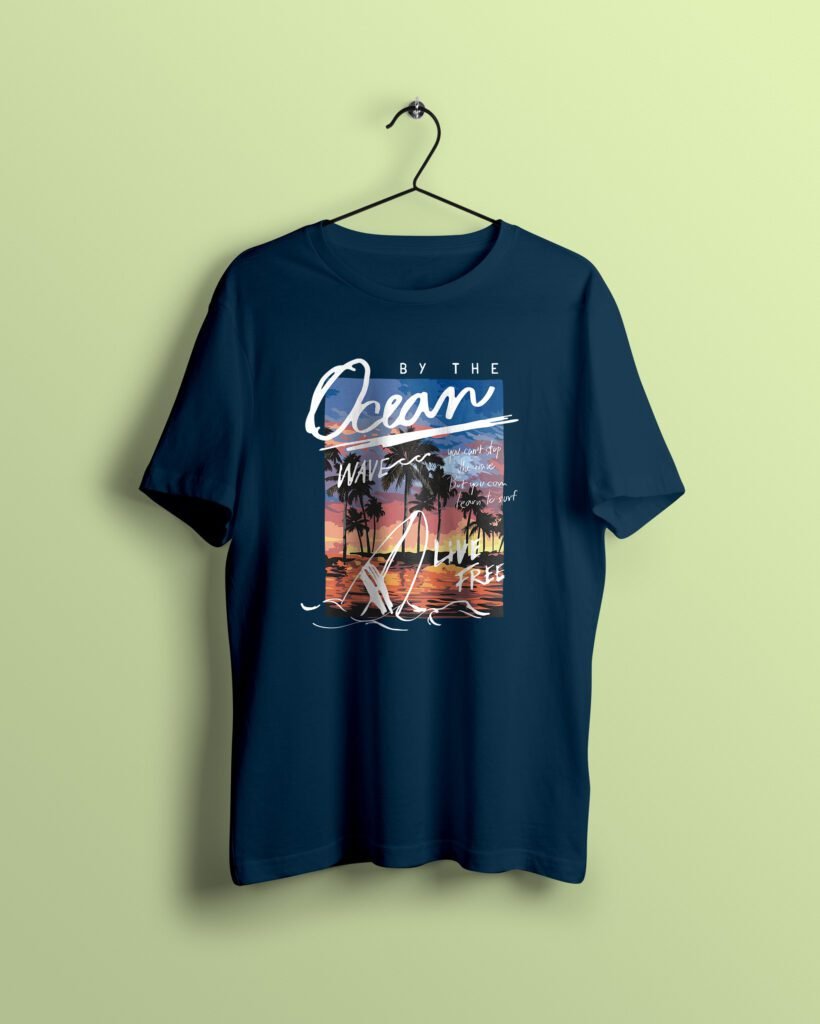 by the ocean petrol blue Tshirt printhati