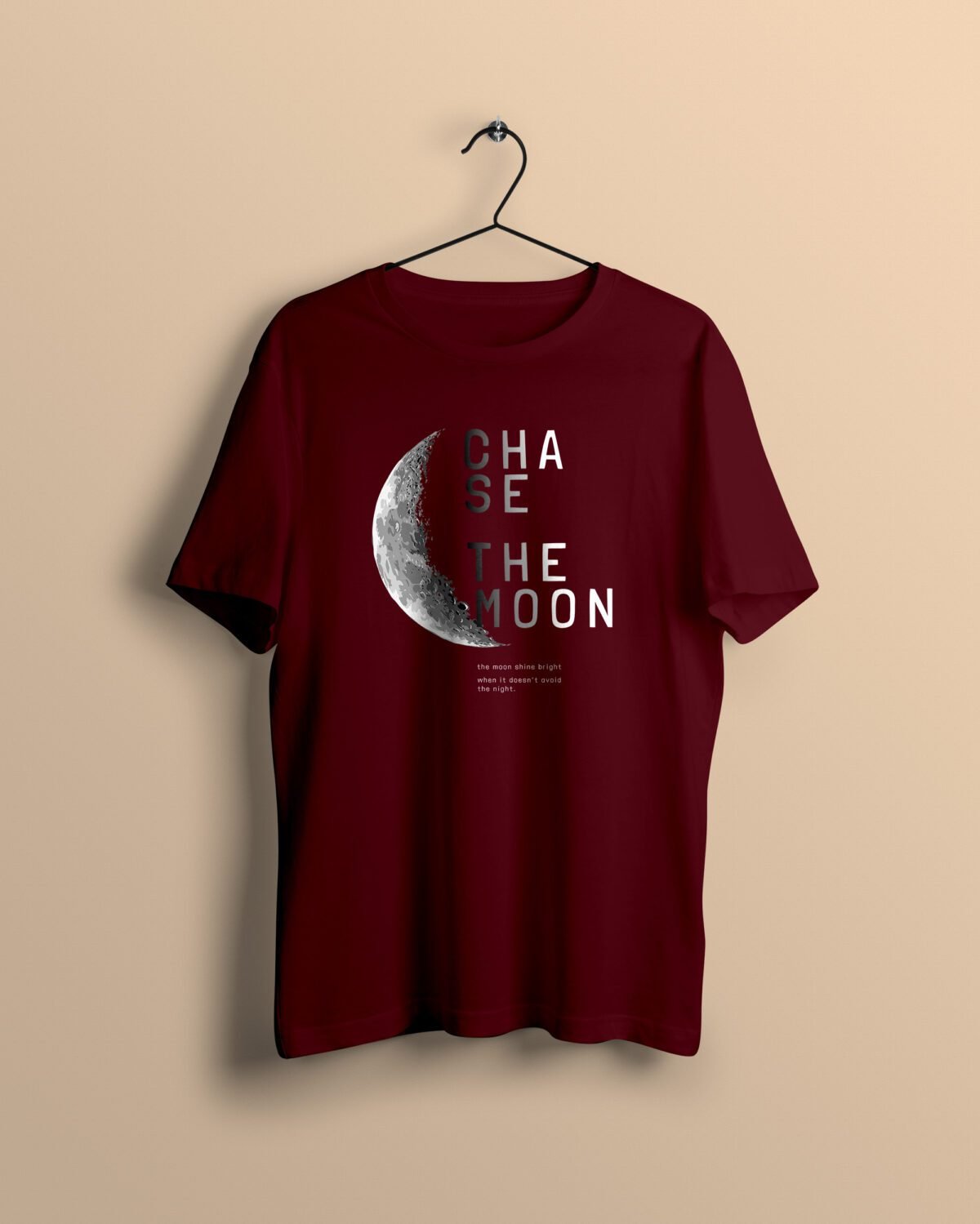 chase the moon Maroon Tshirt printhati
