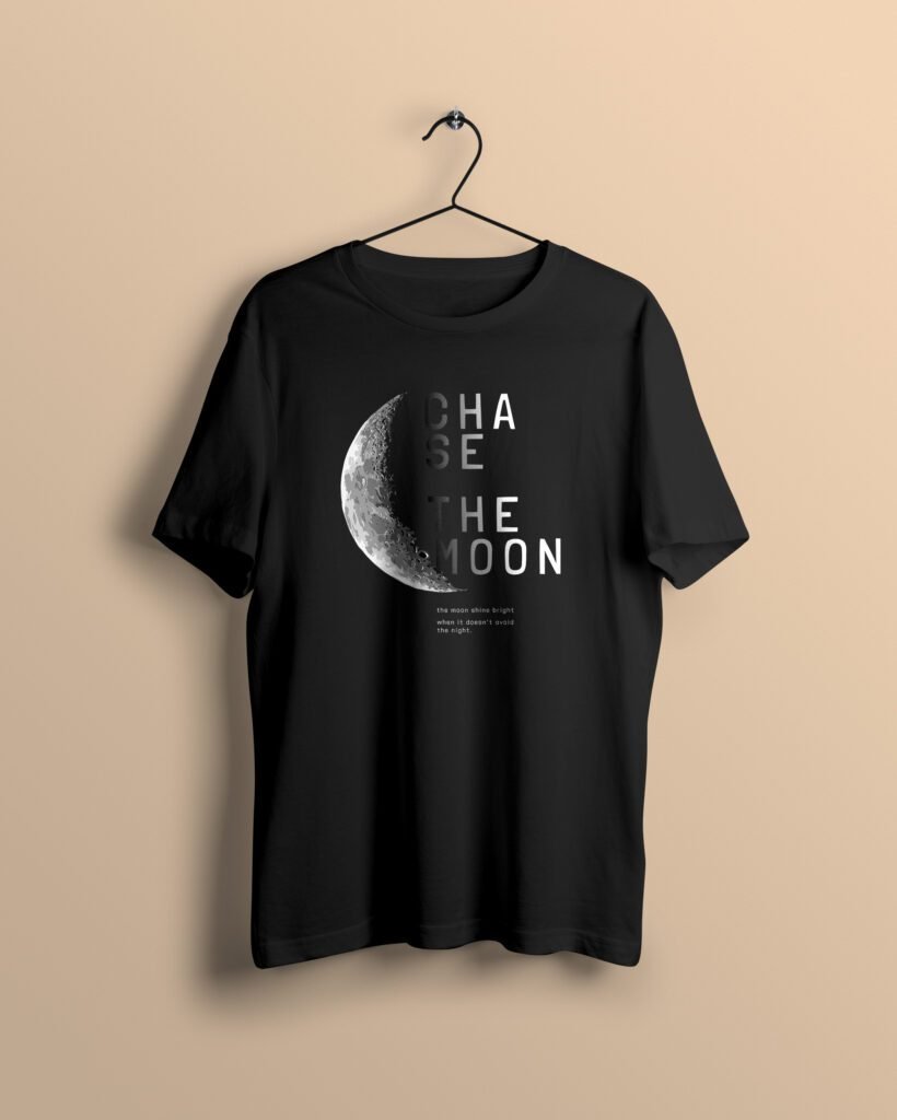 chase the moon blackTshirt printhati