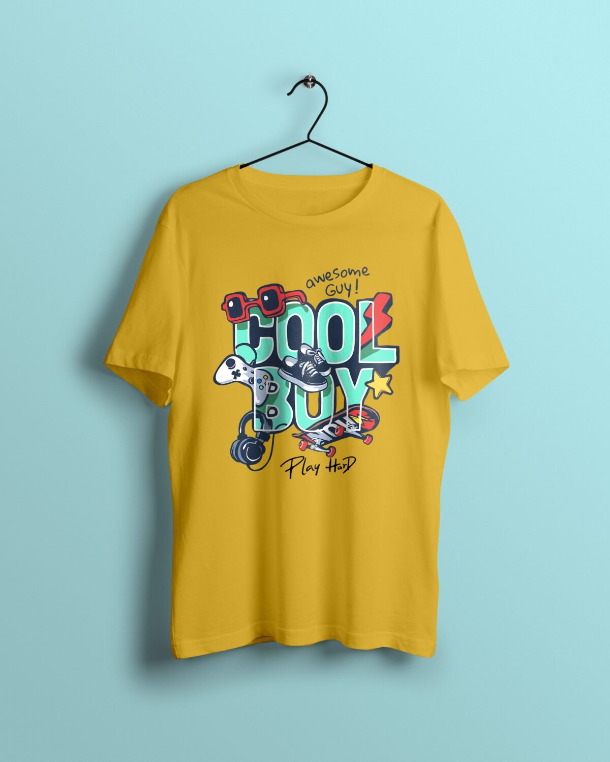 cool boys gold tshirt printhati