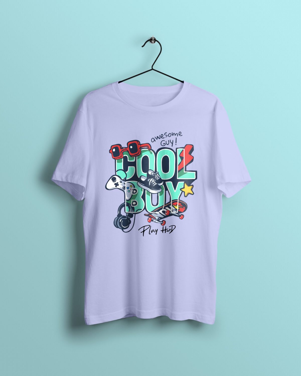 cool boys light Lavender Tshirt printhati