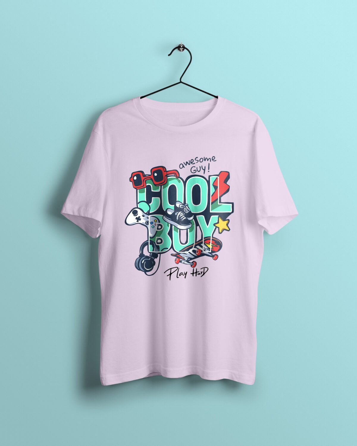 cool boys light pink Tshirt printhati
