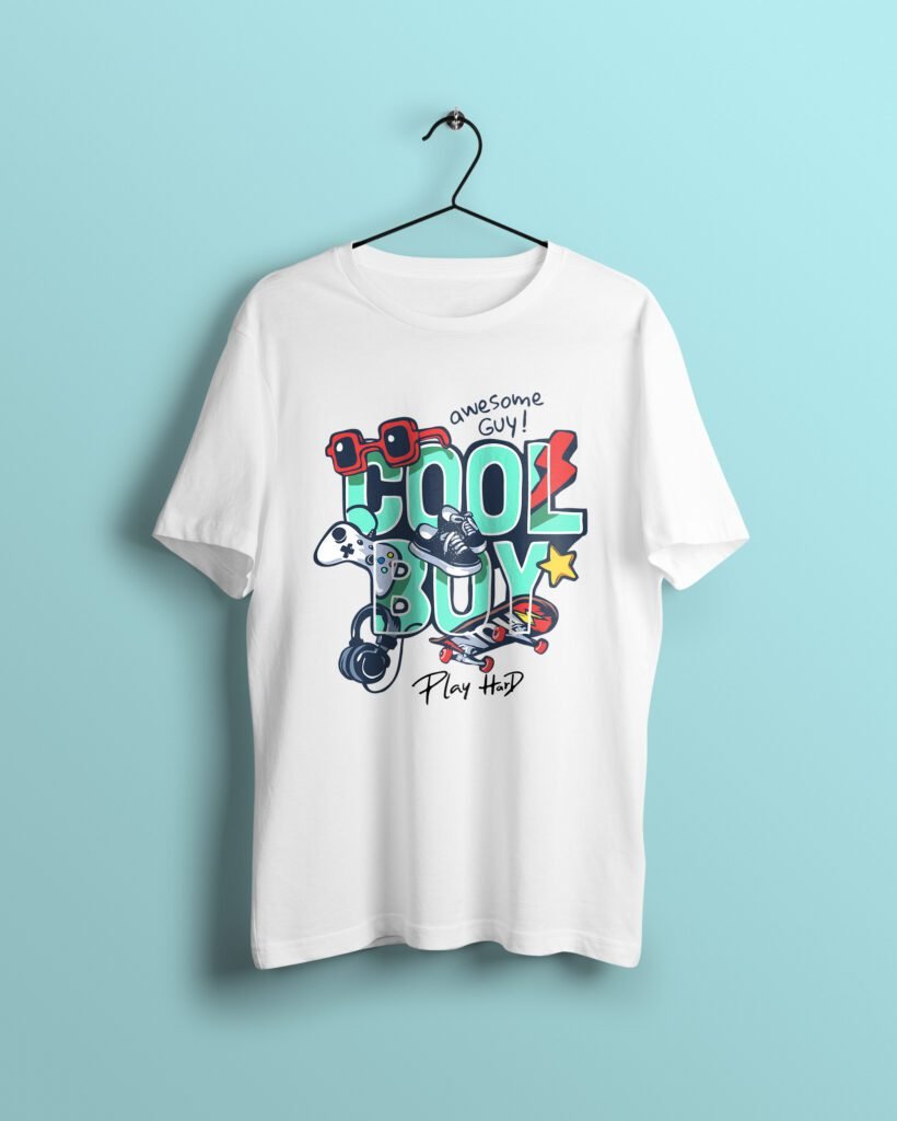 cool boys white Tshirt printhati