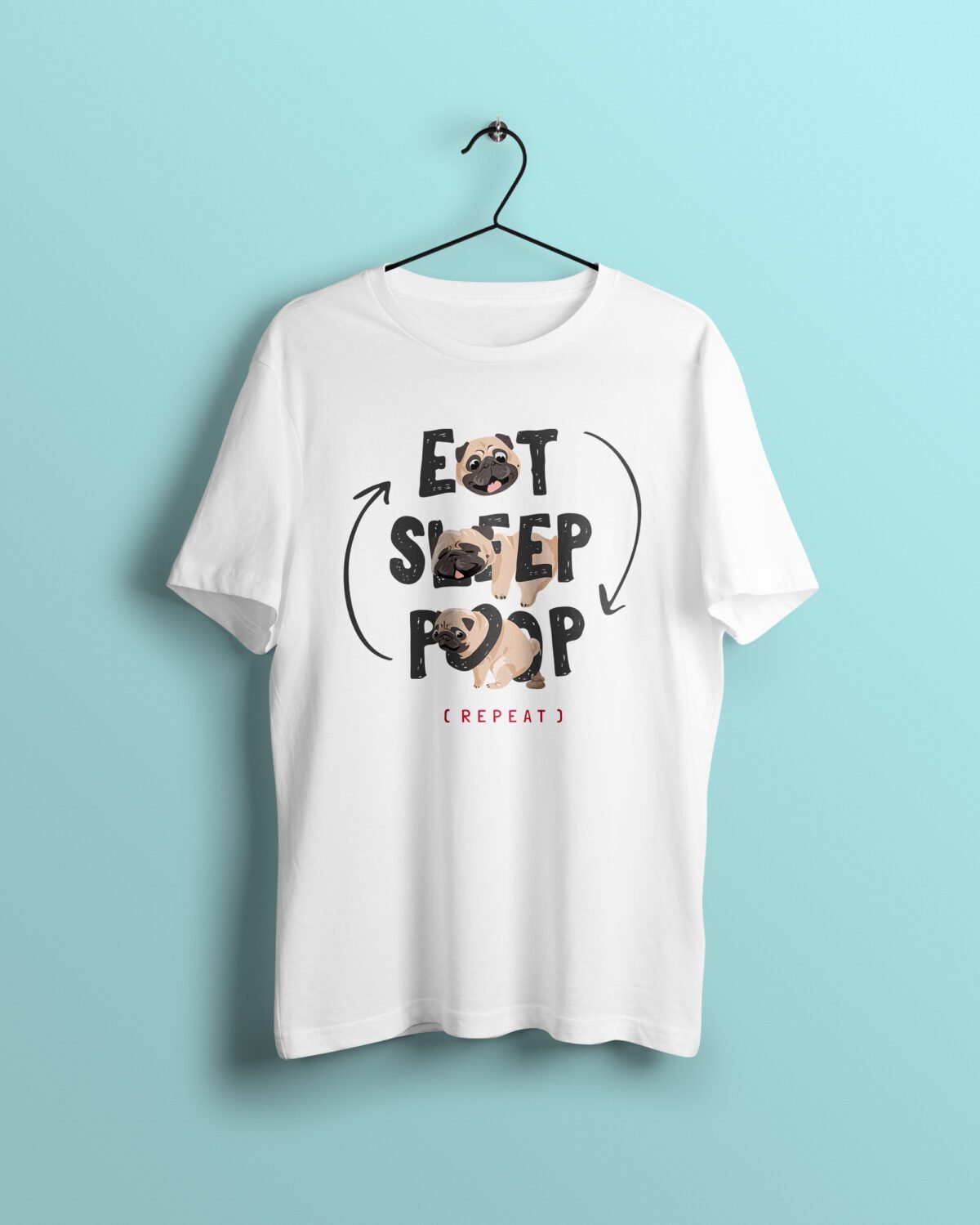 eat sleep poop white Tshirt printhati