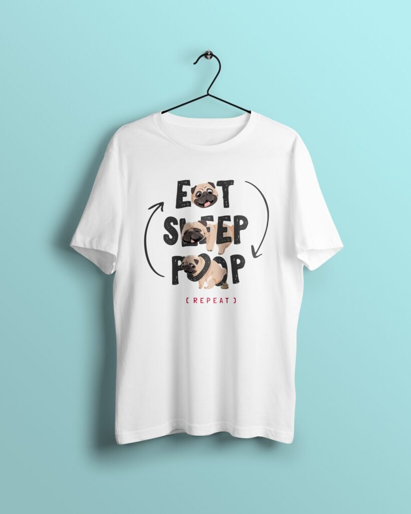 eat sleep poop white Tshirt printhati