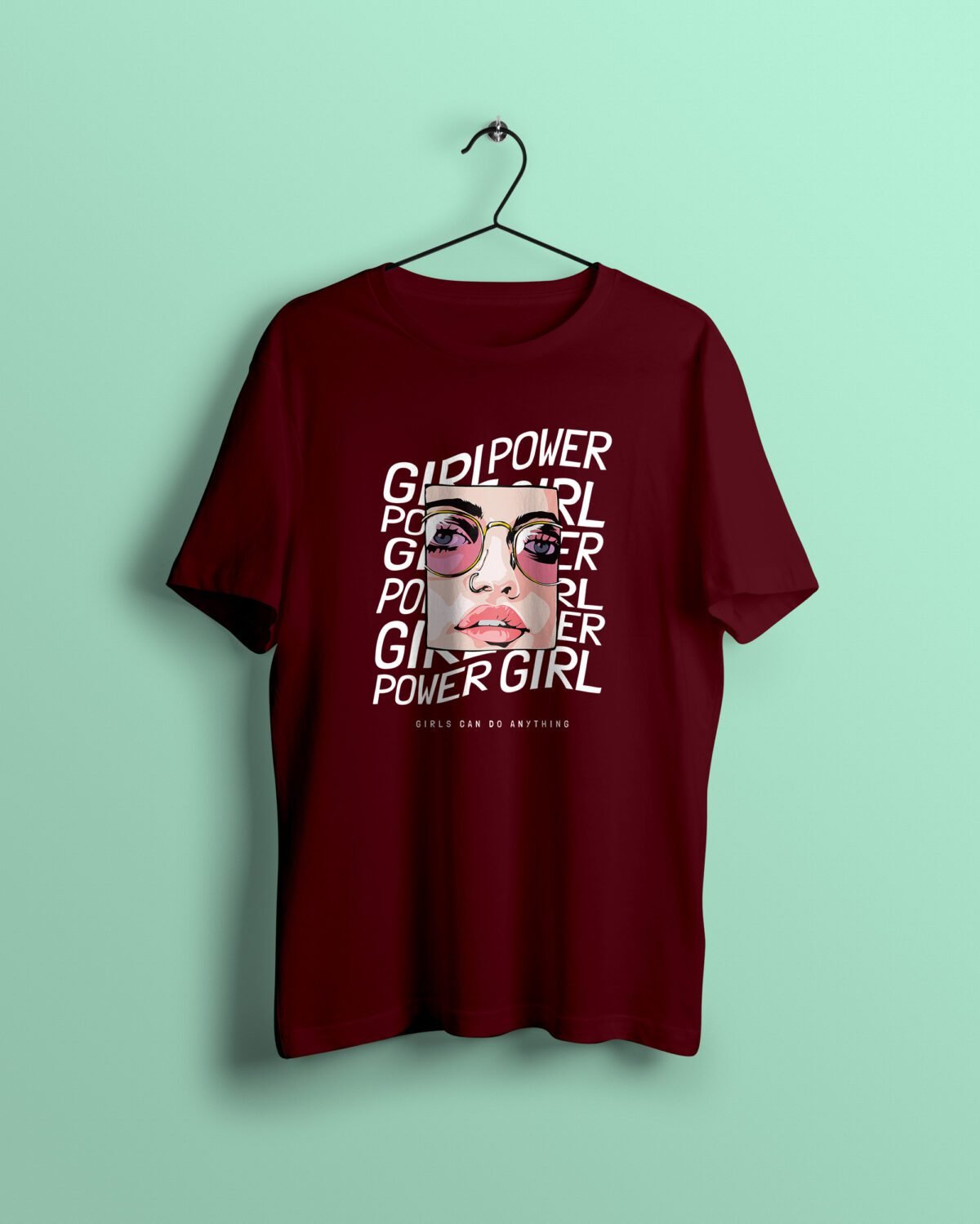 girl power maroon Tshirt printhati