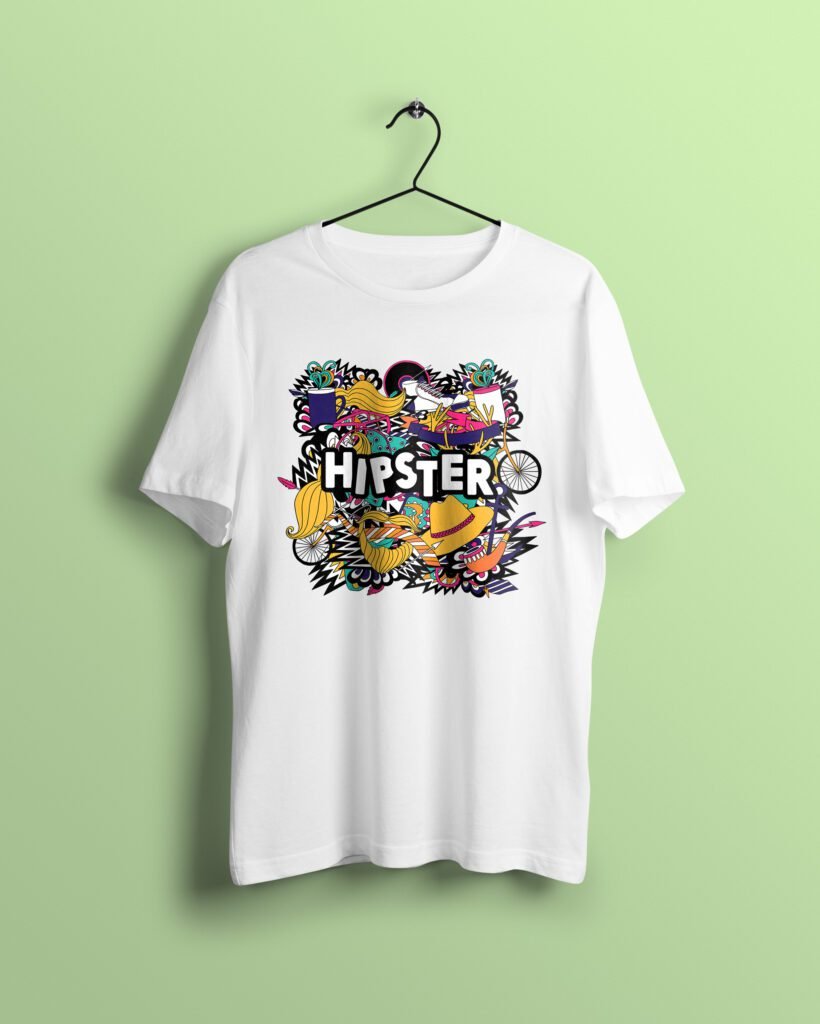 hipster white Tshirt printhati