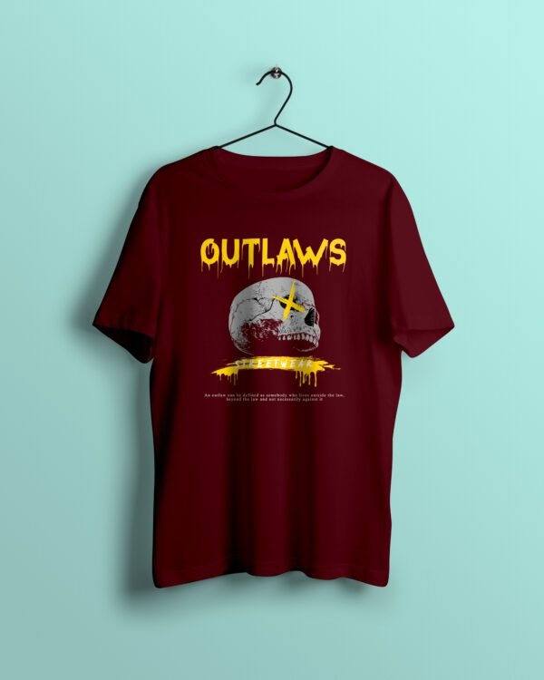 outlaws skull Maroon Tshirt printhati